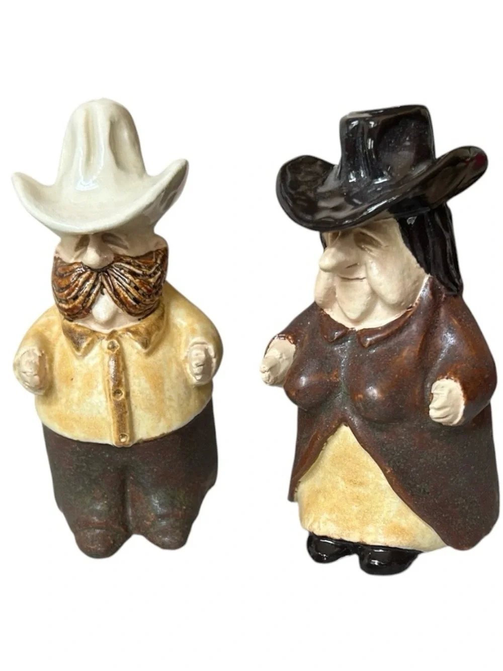 Vintage Pottery Salt & Pepper “Sheriff Law Man & Lady Friend”